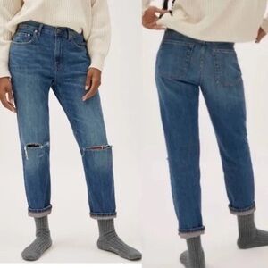 Everlane The Summer Distressed High Rise Blue Jeans